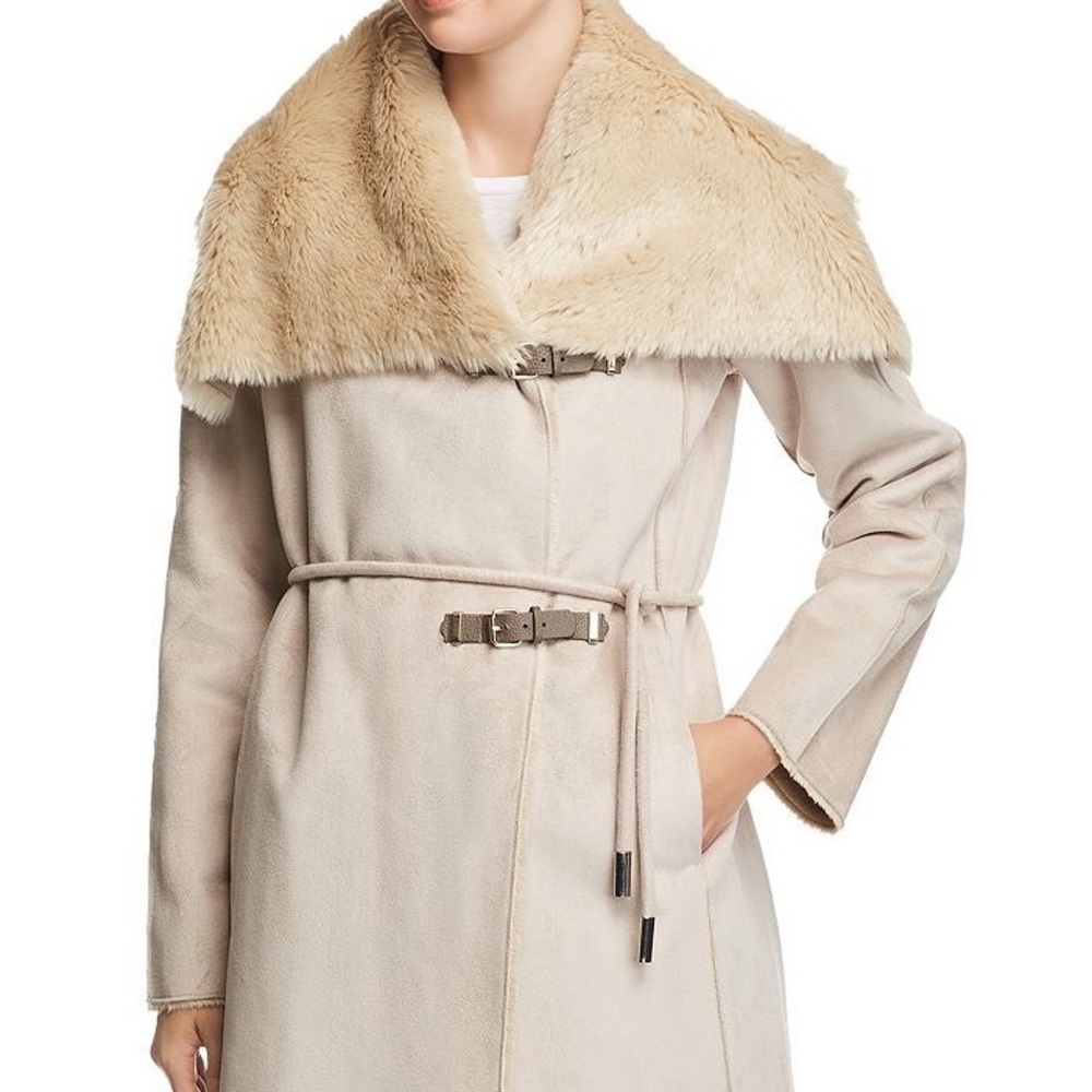 Calvin Klein Faux Shearling coat with Faux Fur Collar